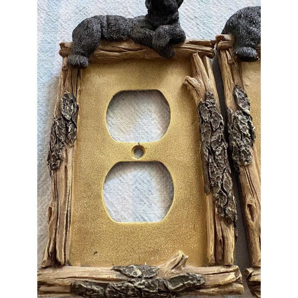 Bear Outlet Covers (2) Rustic Cabin Core Wildlife Nature Bear Resting 3D - Picture 2 of 6